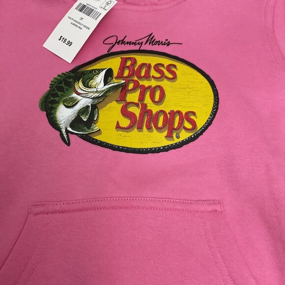 Bass Pro Shops Kids Pink Hoodie With Logo Graphic Front Pocket 3T - Picture 2 of 7
